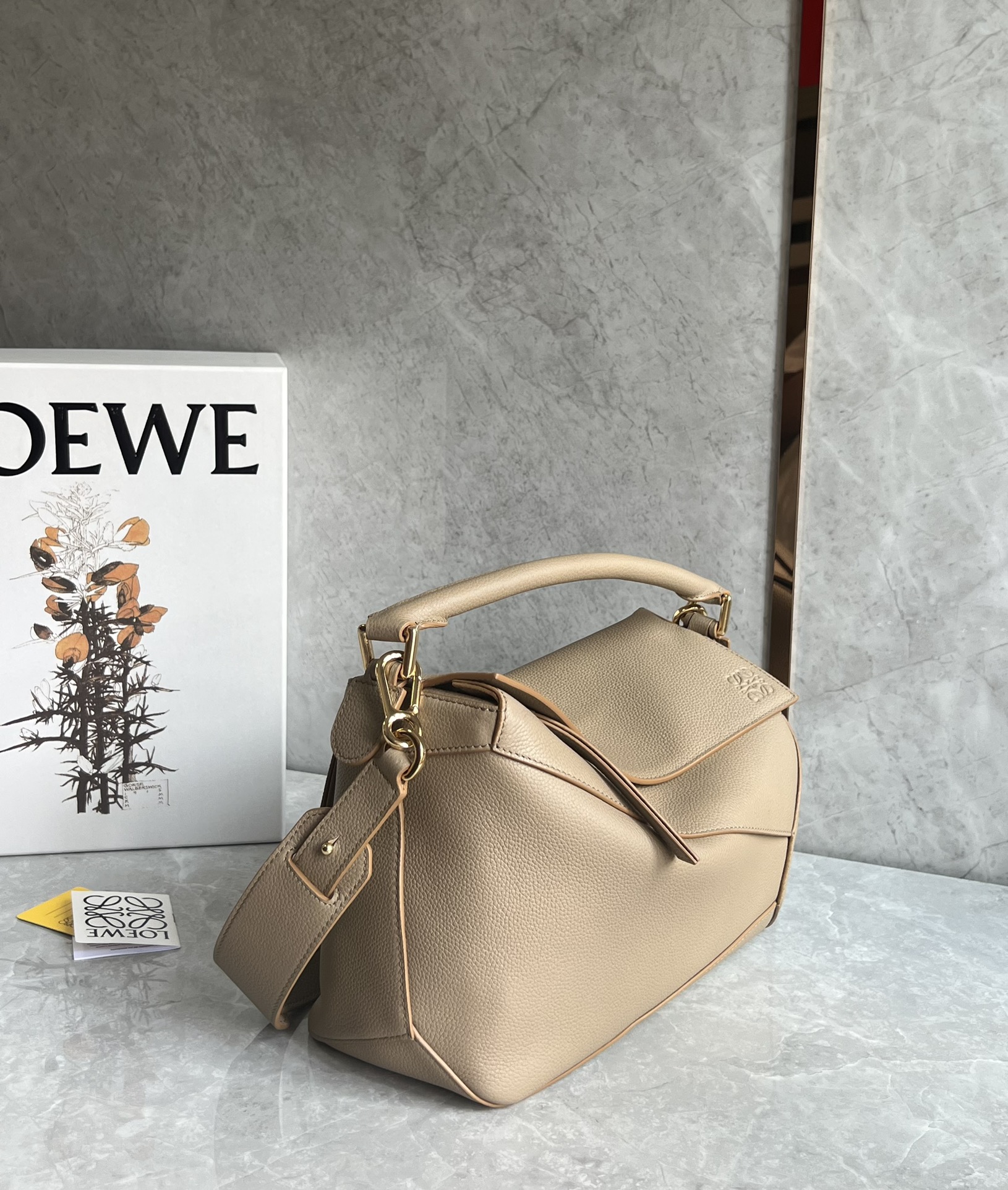 Loewe Medium Puzzle Bag in Soft Grained Calfskin Sand